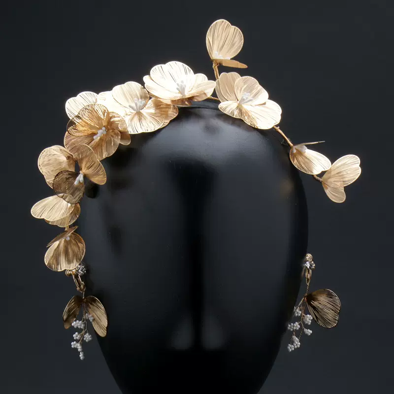 2024高级感森系新娘婚纱造型头花复古礼服写真拍照配饰汉服饰品