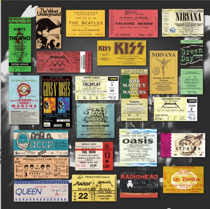 43 Rock Band Tickets Sticker Gun Flower Queen Retro ipad Mobile Phone Hand Account Sticker Waterproof Hand Account Decoration 43 Rock Band Tickets Sticker Gun Flower Queen Retro ipad Mobile Phone Hand Account Sticker Waterproof Hand Account Decoration