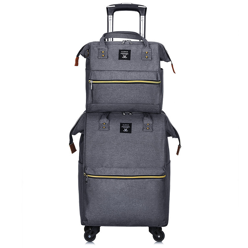 Korean Style Oxford Cloth Trolley Bag Luggage Bag Backpack Set Travel Bag Universal Wheel Luggage Bag Factory Direct Sale