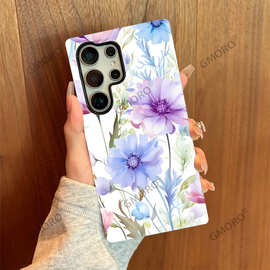 工厂批发二合一菲林适用三星S25手机壳油画风花朵GalaxyS24保护套