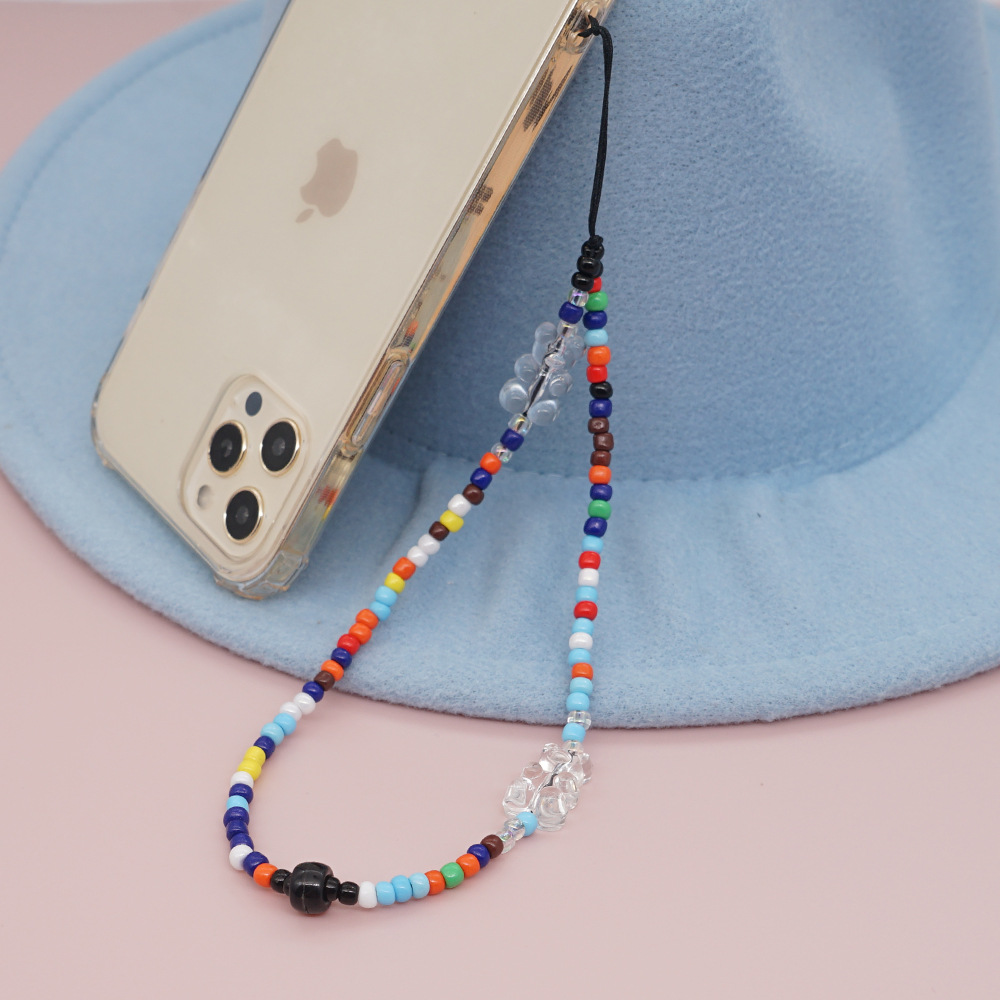 Nouvelles perles de riz en verre ours mignon poignet perl  la main pendentif corde de tlphone portablepicture4