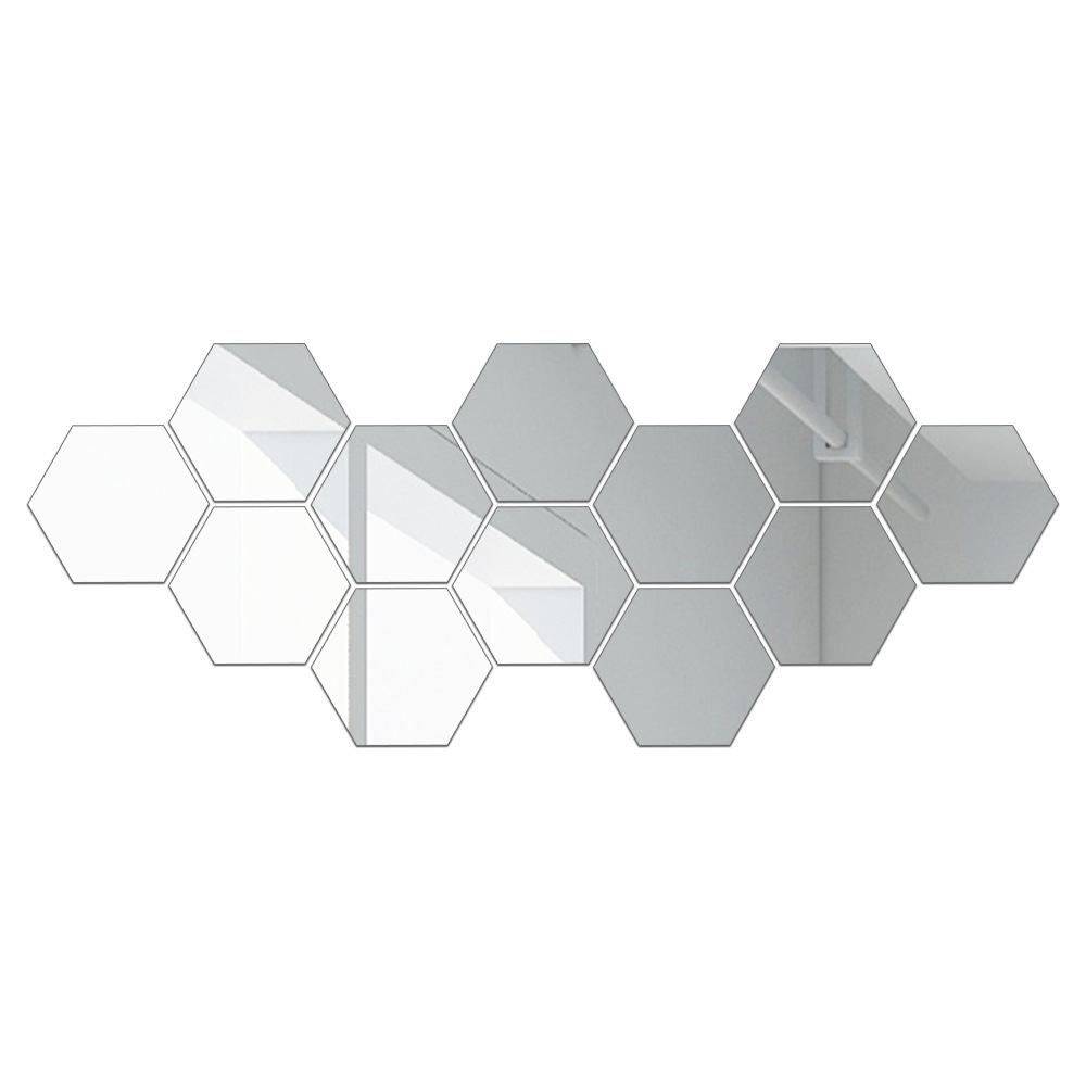 Mirror Wall Stickers Self-adhesive Hexagonal Acrylic Living Room Porch Aisle Staircase Decoration 3D Three-dimensional Wallpaper Mirror Stickers