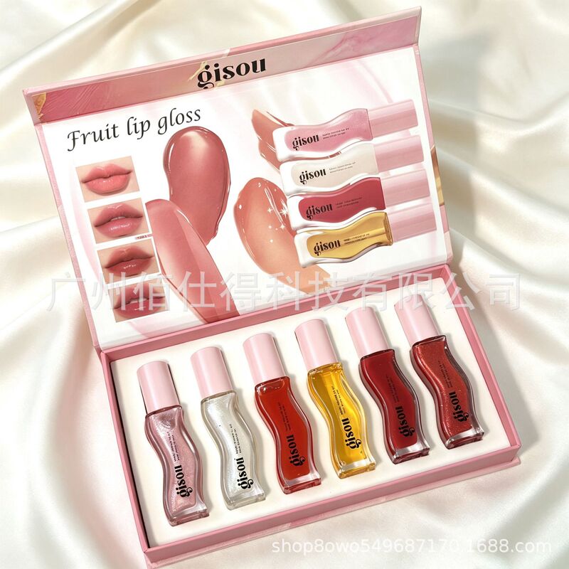 In-stock Gisou lip oil lip gloss honey watermelon coconut strawberry mango lip color lip glaze six-piece set gift box In-stock Gisou lip oil lip gloss honey watermelon coconut strawberry mango lip color lip glaze six-piece set gift box