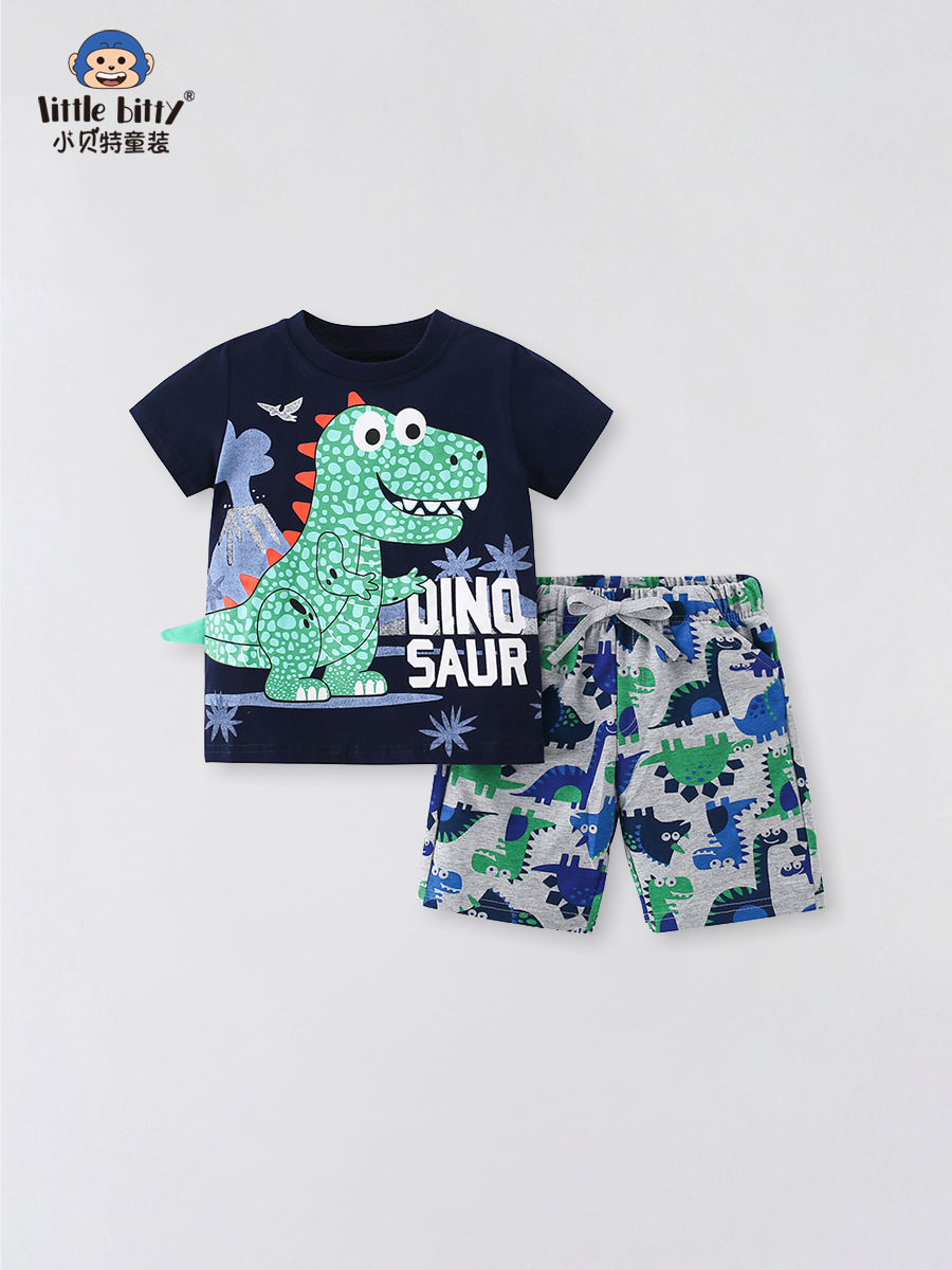 Short-Sleeved Suit Boys T-Shirt Summer Suit Kidsren's Short-Sleeved Suit Kidsren's T-Shirt Sweatpants Two-Piece Kidsren's Clothing