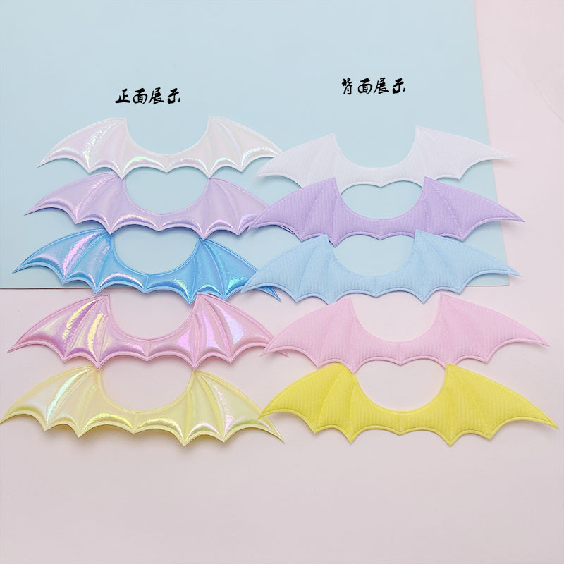 Tela de un solo lado alas de murciélago colorido DIY accesorios de la joyería ropa horquilla juguete diadema sombrero material decorativo