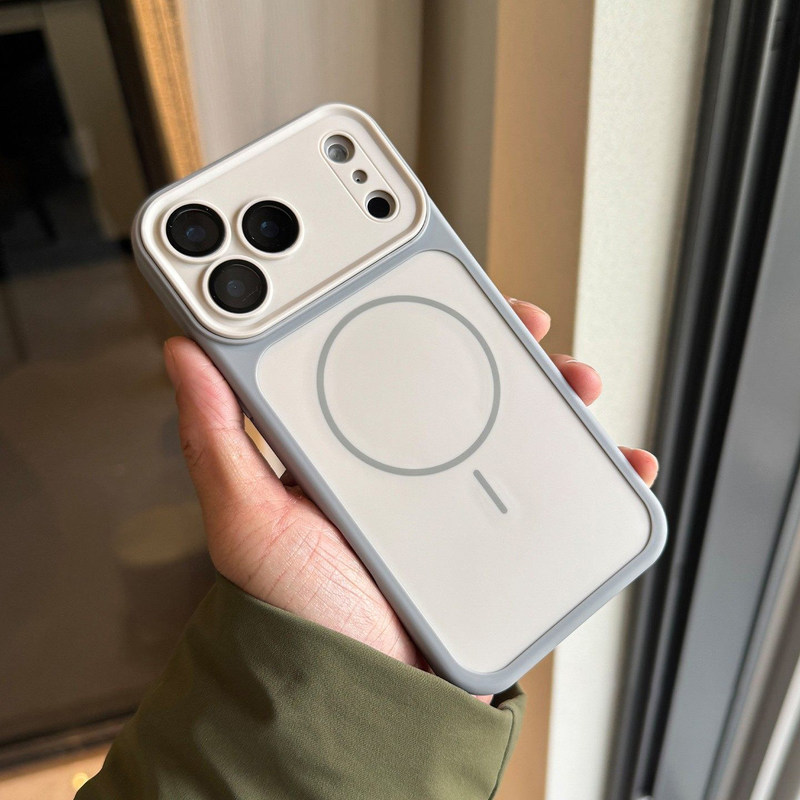 Color-Blocking Design Suitable for Apple 17 Phone Case, New iPhone 16 Pro Max Anti-Drop Protective Cover, Matte Magnetic Attraction