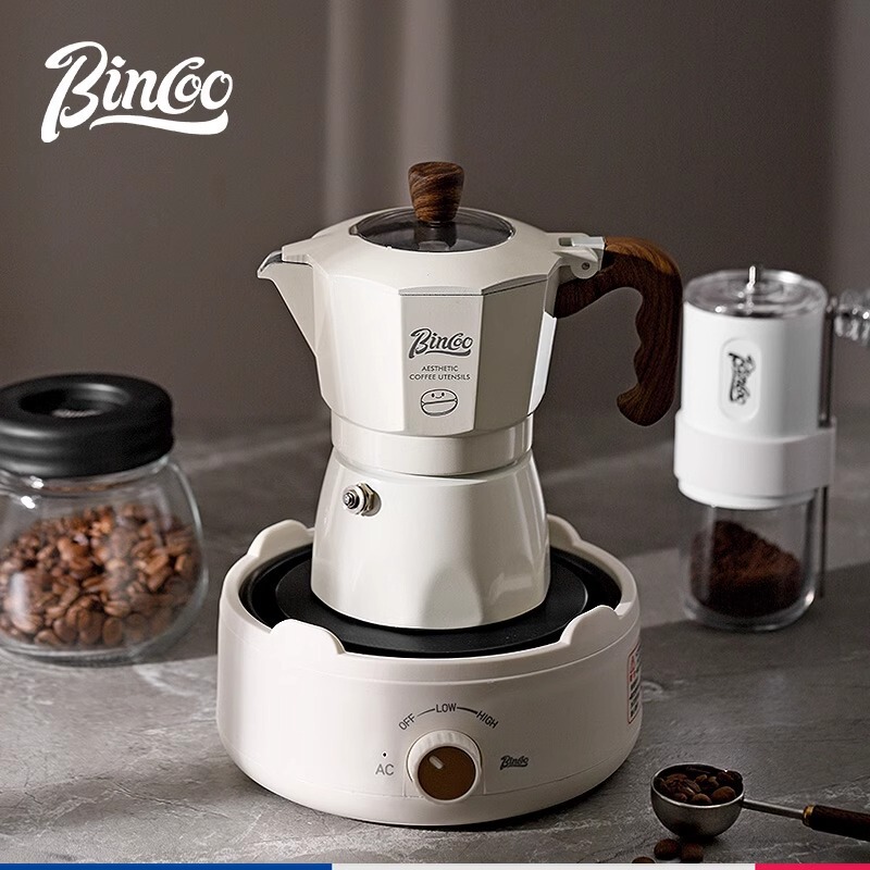 Bincoo Double-Valve Moka Pot for Multiple People Household Small Espresso Coffee Pot Italian Coffee Machine Coffee Utensils