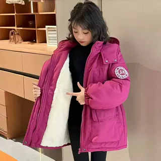 2026新款女童加绒加厚保暖棉服洋气儿童夹棉中大童冲锋衣外套棉衣