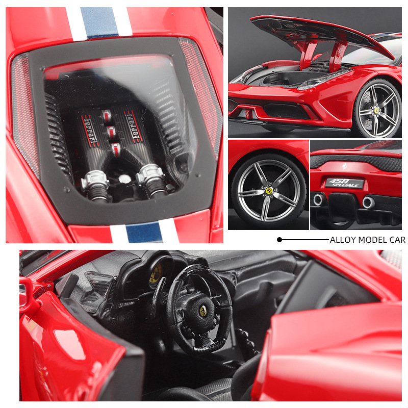 Modelo de coche deportivo Lamborghini 458 SPECIALE de aleación de alta calidad a escala 1:18, figura coleccionable para niños, pieza de exhibición para vitrina.