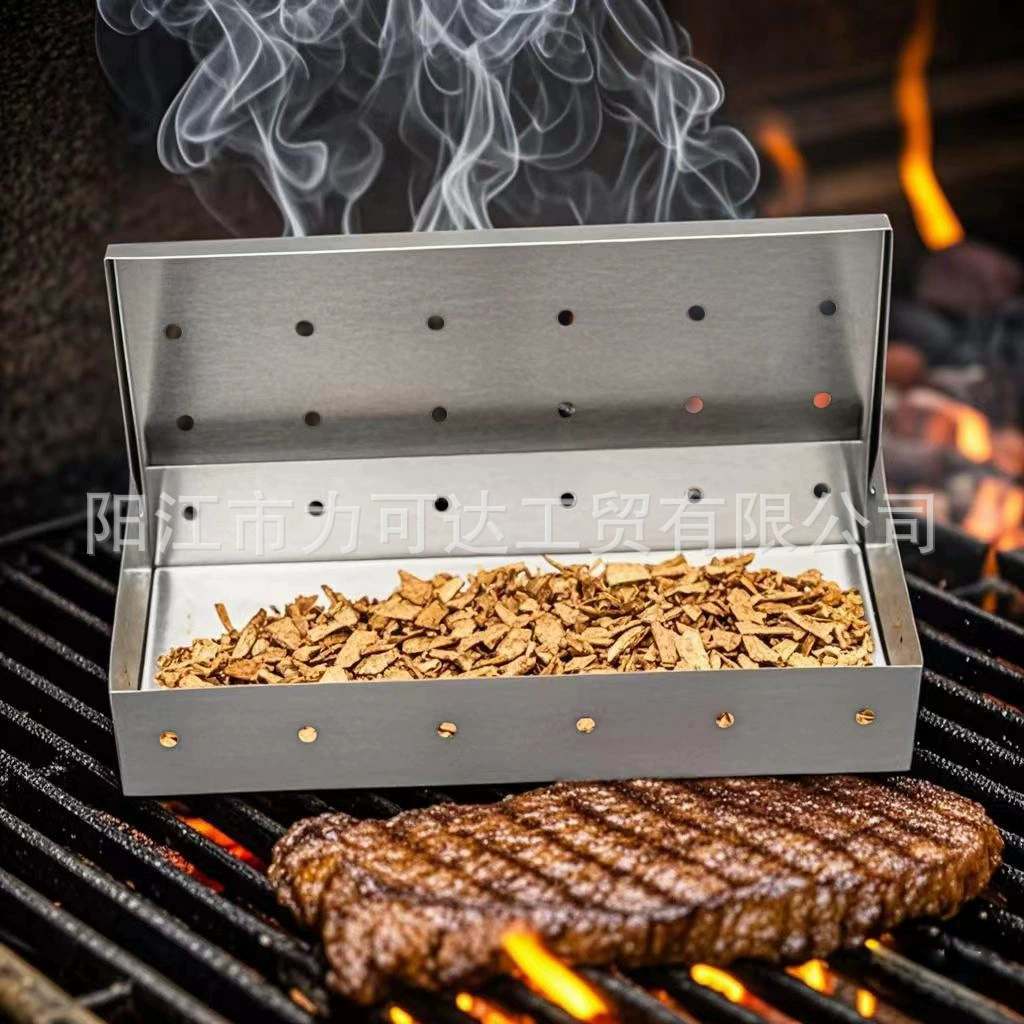Из нержавеющей стали дымчатая коробка для барбекю на открытом воздухе барбекю утолщенная копченая коробка для фруктов деревянная коробка BBQ специй коробка для барбекю инструмент