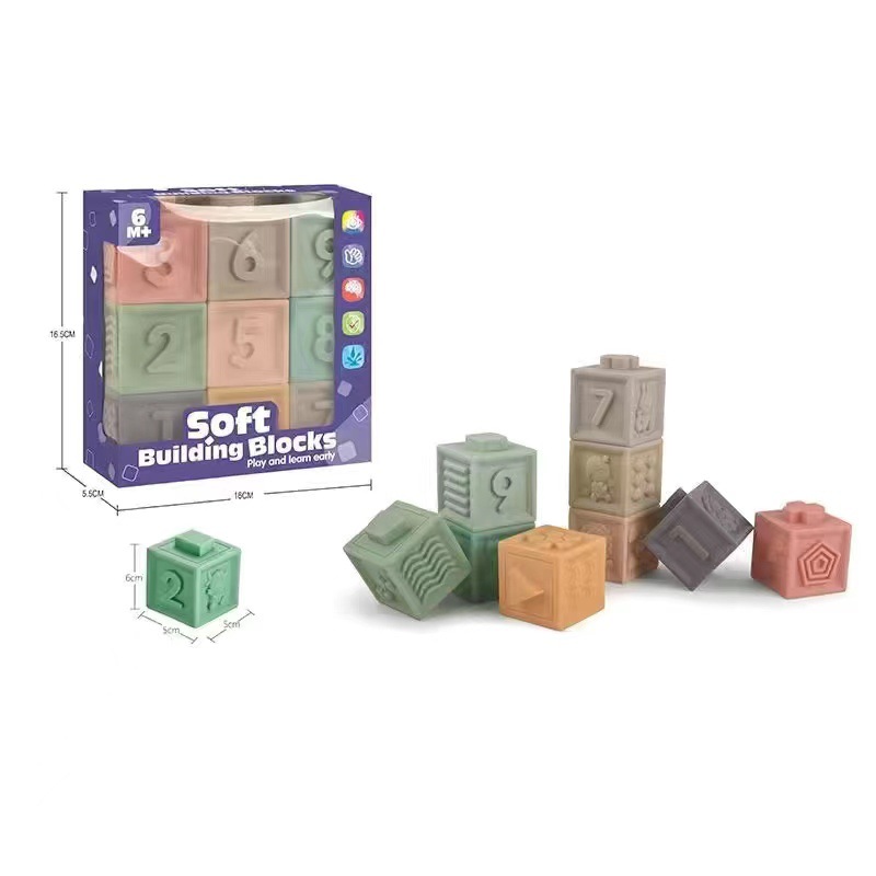 Bloques de construcción de rompecabezas de bebé transfronterizos alivio cognitivo bloques de construcción suaves manos en el cerebro DIY bloques de construcción de goma suave fabricantes de juguetes