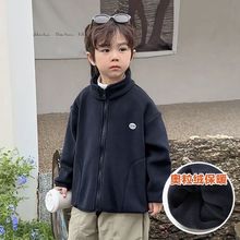 2025新款纯色奥粒绒中大童秋冬季复古开衫帅气男女通用保暖外套潮