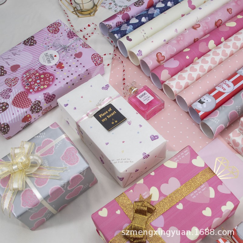Nuevo Día de San Valentín qixi amor simple para enviar novia mamá regalo caja embalaje papel decoración material