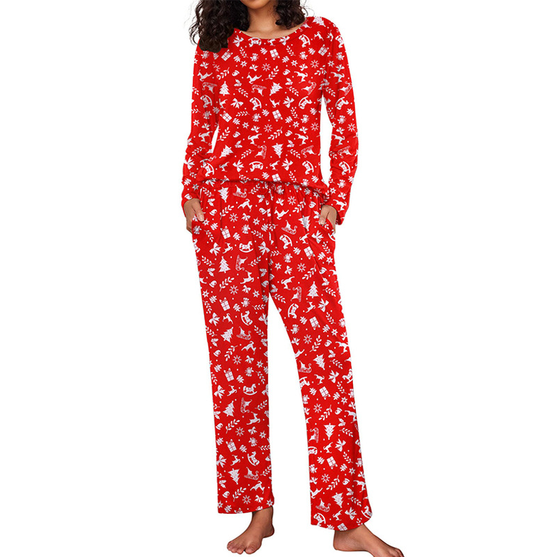 Traje de pijama transfronterizo nuevo estampado cómodo pantalón de manga larga europeo y americano estilo casual de Amazon traje de dos piezas al por mayor