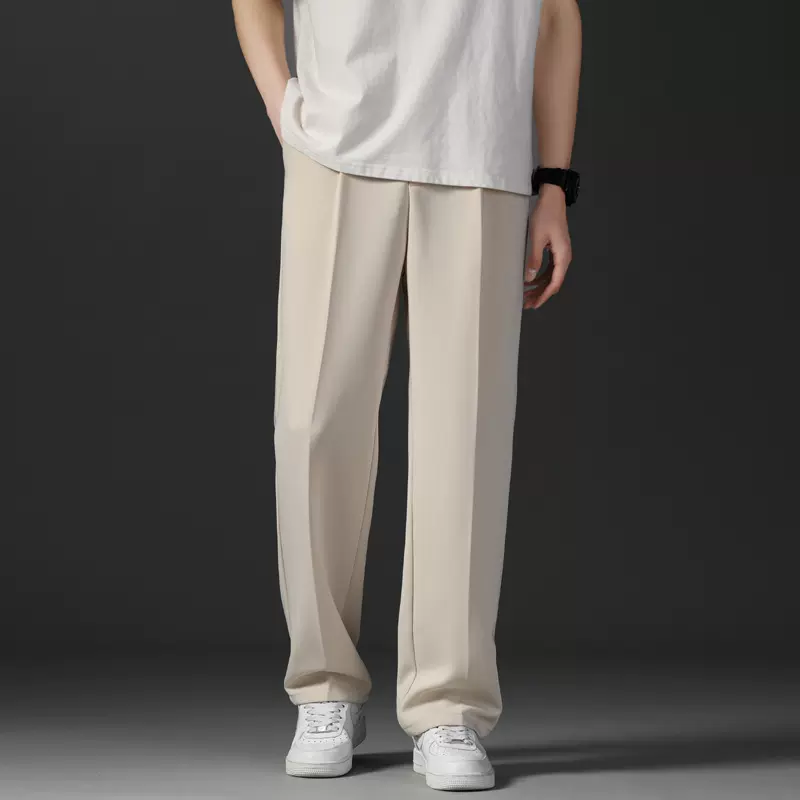大货走量净版西裤男高级宽松直筒夏季裤子垂感高街松紧男士阔腿拖
