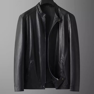 Fat brother 2023 autumn and winter new men's plus size stand collar PU leather coat men's coat one-piece delivery