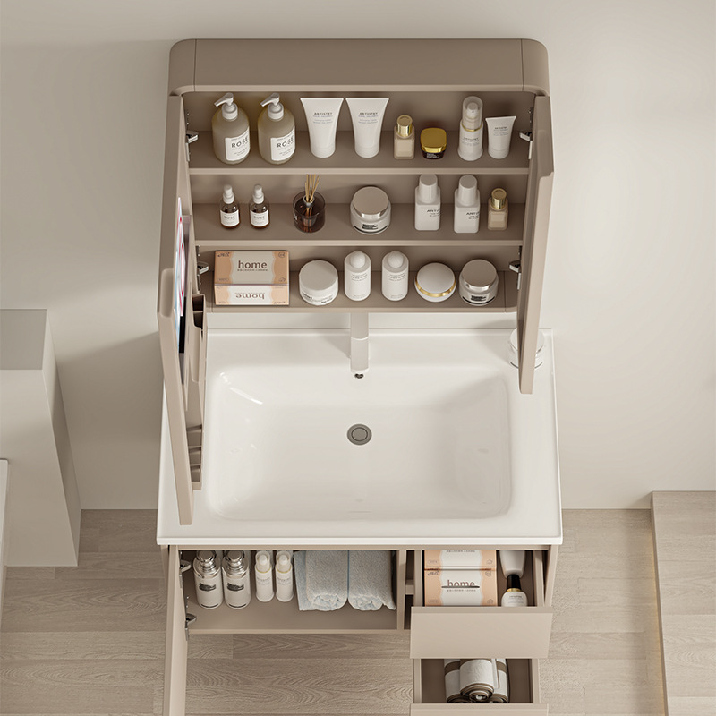 Gabinete de baño de pan de abeja de cerámica integral lavabo