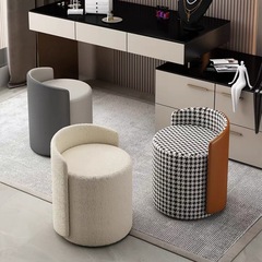 Simple and Elegant Home Short Stool Leisure Balcony Round Stool Fashion Nail Stool Bedroom Living Room Stool Lightweight Luxury Vanity Stool