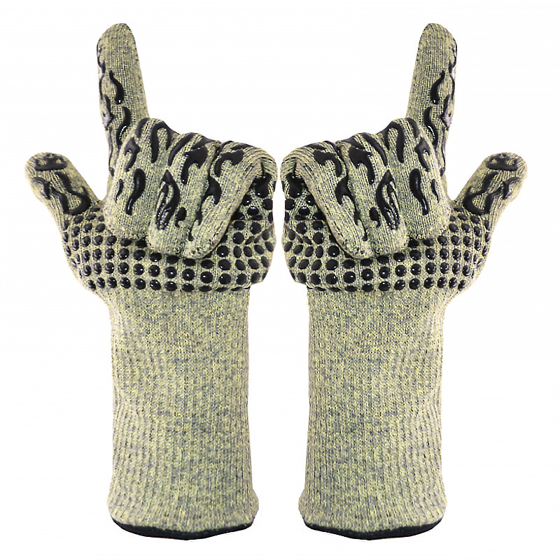 厂家直销防火芳纶手套迷彩包钢丝耐高温阻燃防切割防滑耐磨800度