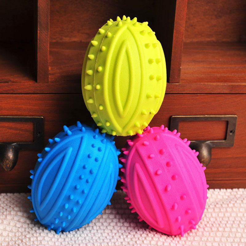Tpr Rugby Pet Toy Dog Chewing Wear-Resistant Rubber Toy Ball Wholesale Bite-Resistant Interactive