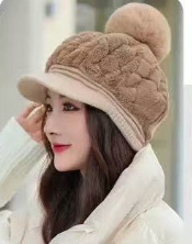 韩版仿羊羔毛帽子女冬季网红百搭日系可爱毛球加绒显脸小鸭舌帽厚|undefined
