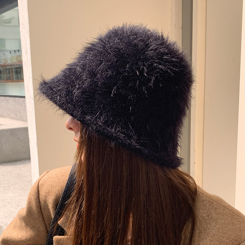 漁師の帽子の女性のウサギの毛の帽子の女性の秋冬の韓国のファッションの保温の盆の帽子の毛のふわふわしている防寒の耳のバケツの帽子