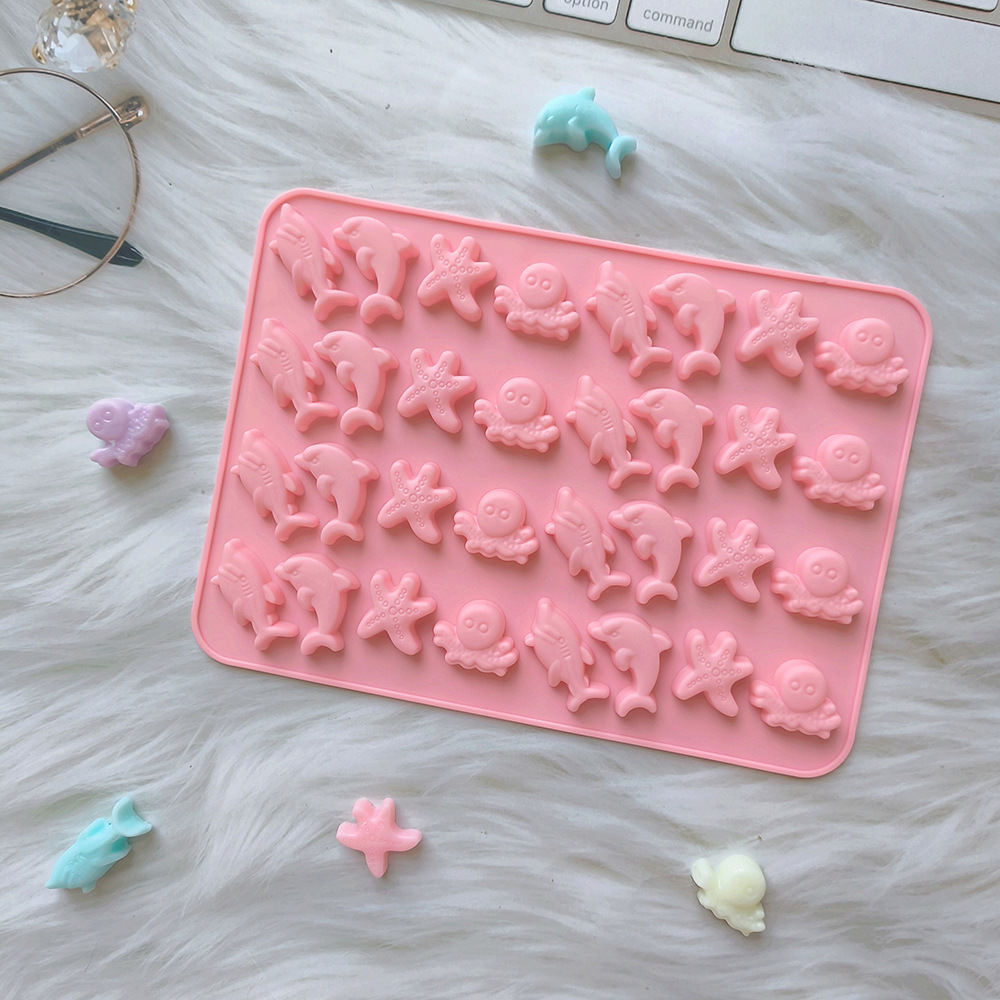 32 agujeros estrella de mar 335 chocolate molde de silicona molde de rejilla de hielo molde de galletas dulces pudín molde de horneado