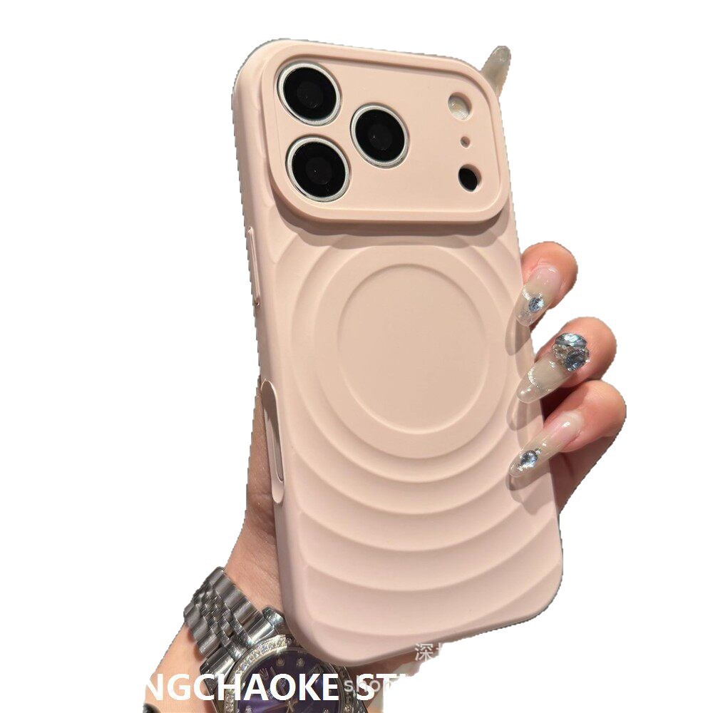Nuevo tipo ondulado de succión para iPhone17PRO caso de teléfono celular agujero fino líquido de silicio manzana 16 cubierta anticaída