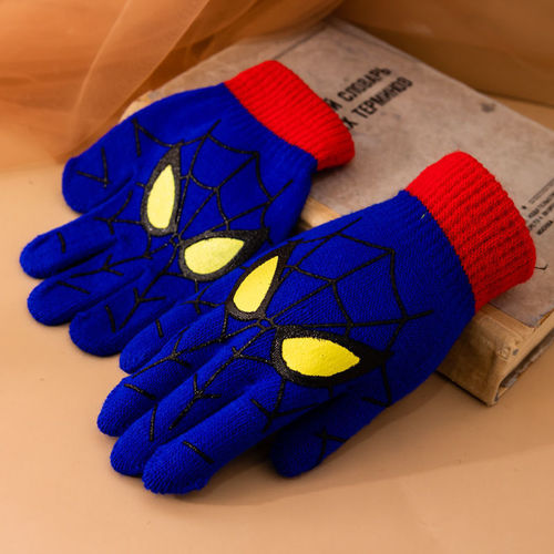 Spider-Man cartoon children's gloves for autumn and winter, warm and cute, suitable for boys and girls, kindergarten, writing, primary school students
