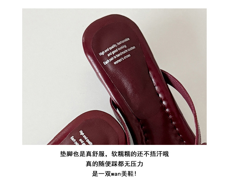 Sandal cao gót nữ mũi vuông đính đá pha lê, quai ngang nơ bướm, gót 9 cm — màu đen, Rượu vang đỏ, màu trắng ngà chi tiết 5