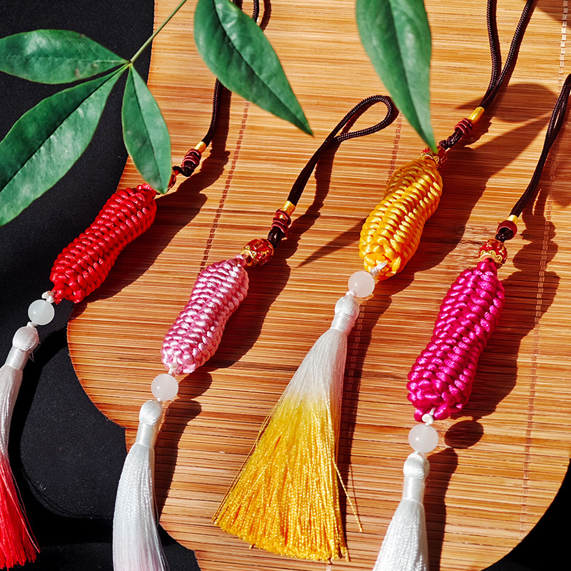 2025新款花生流苏挂件 年宵花装饰配件好事发生手工编织饰品吊坠