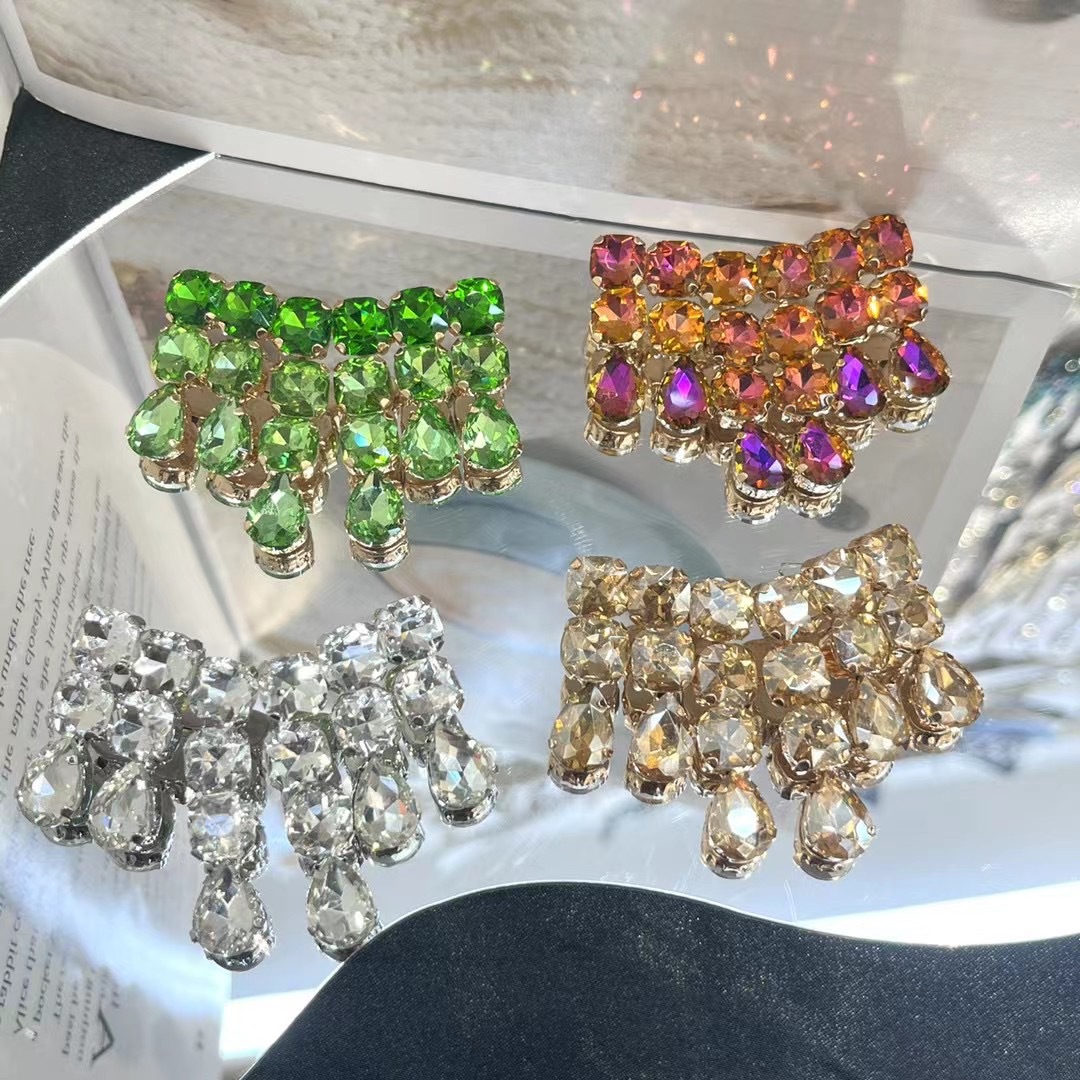 Fashion Water Droplets Alloy Inlay Artificial Diamond Womenu0027S Drop Earrings 1 Pair