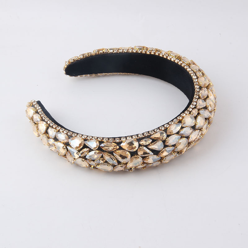 New Fashion Full Diamond Gemstone Headband Sponge Wide-brimmed Headband display picture 4