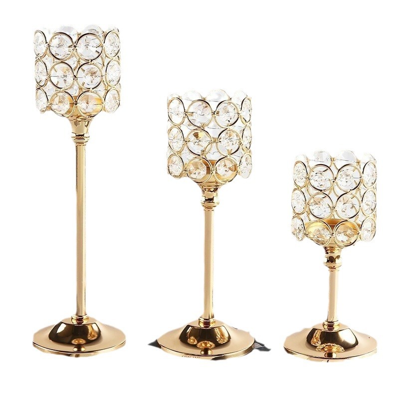 Diferencia europea candelabro de cristal creativo adornos metálicos bodas hoteles hogares velas para la cena accesorios decoración joyas