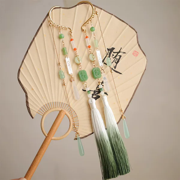 Ancient-style black and white Tai Chi-inspired earrings with long tassels and copper coins, ultra-fairy ethnic Chinese-style pendant jewelry