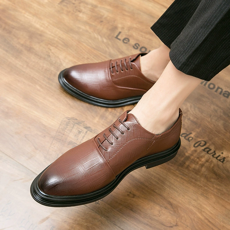 Мужские клетчатые деловые официальные кожаные туфли 38-46 размеров Деловые кожаные туфли с британским острым носком больших размеров, трансграничная официальная обувь для мужчин