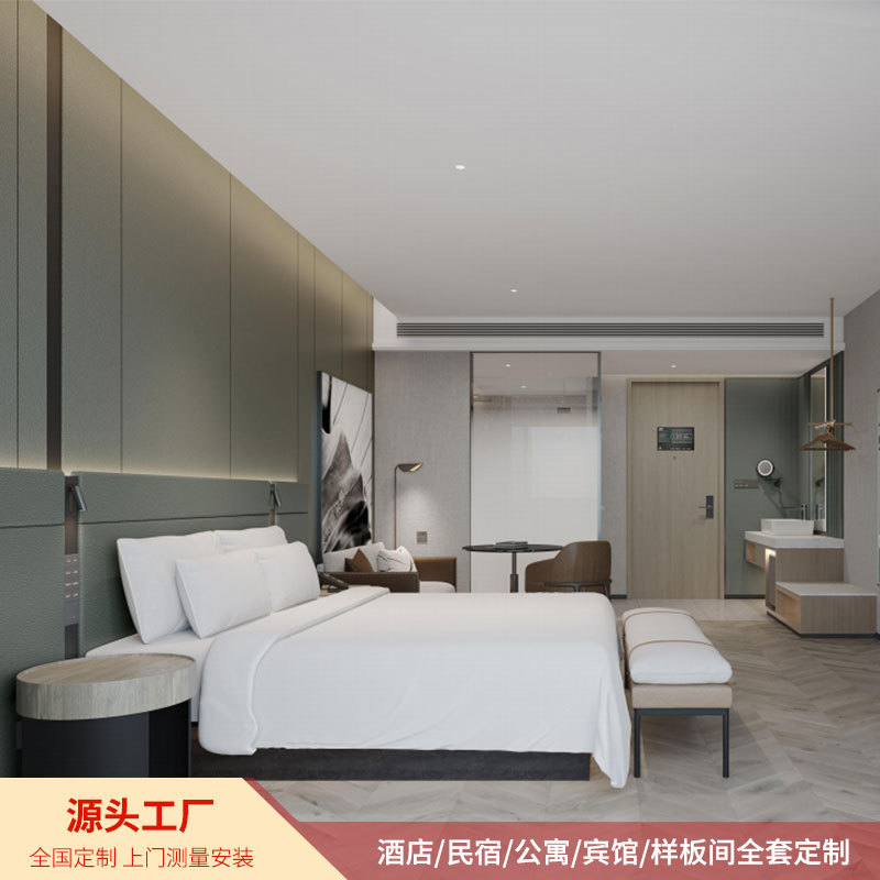 Hotel Room Furniture Standard Room Model Suite Atour S Full Set Hotel Fixed Bed Screen Bed Box Wooden Door Table