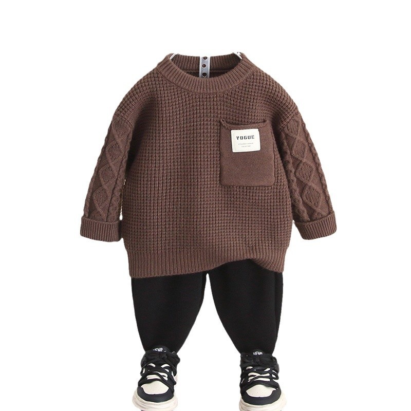 6843 suéter grueso para niños otoño e invierno 2025 nueva camisa de fondo coreana para niños suéter de invierno para bebés suéter image 6
