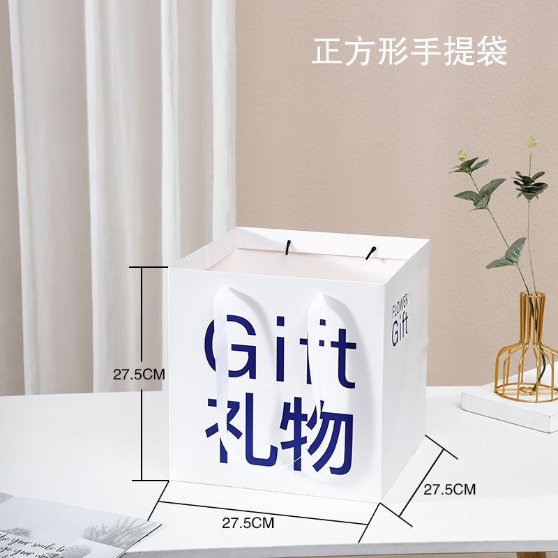 Bolsa de regalo de ventana cuadrada al por mayor Bolsa de mano transparente del día de la madre más grande ventana abierta bolsa de regalo de vacaciones