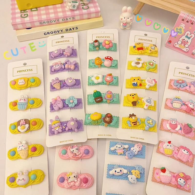 儿童手工自制奶油胶diy发饰材料发夹马卡龙色发卡树脂配件套装详情4