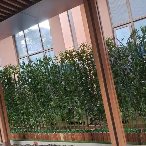 Artificial bamboo and faux bamboo plants for indoor and outdoor decoration: partition screens, entryway dividers, living room accents, hotel displays, and scenic wall installations.