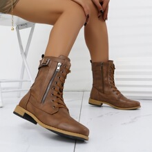 W 28186 Round Toe Side Zipper Boots ��������ѥ �羳��Ӧ