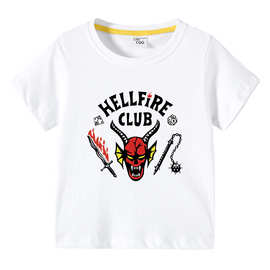 怪奇物语新款跨境童装儿童夏装短袖T恤男孩女童宝宝半袖T恤上衣棉