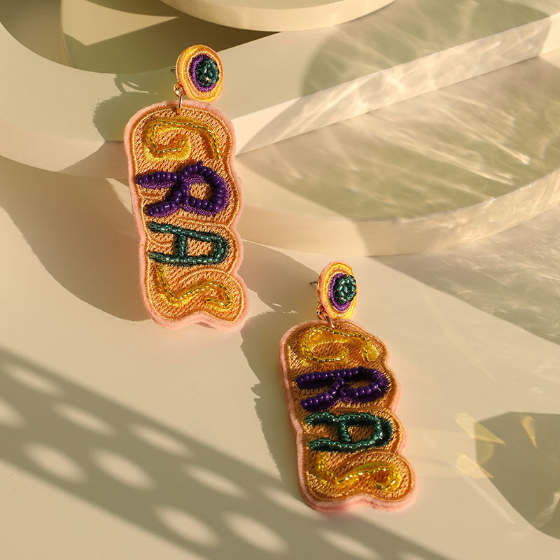 Clearance Sale Cross-Border New Mardi Gras Music Festival Earrings Handmade Embroidered Seed Bead Mask Lettering Clearance Sale Cross-Border New Mardi Gras Music Festival Earrings Handmade Embroidered Seed Bead Mask Lettering