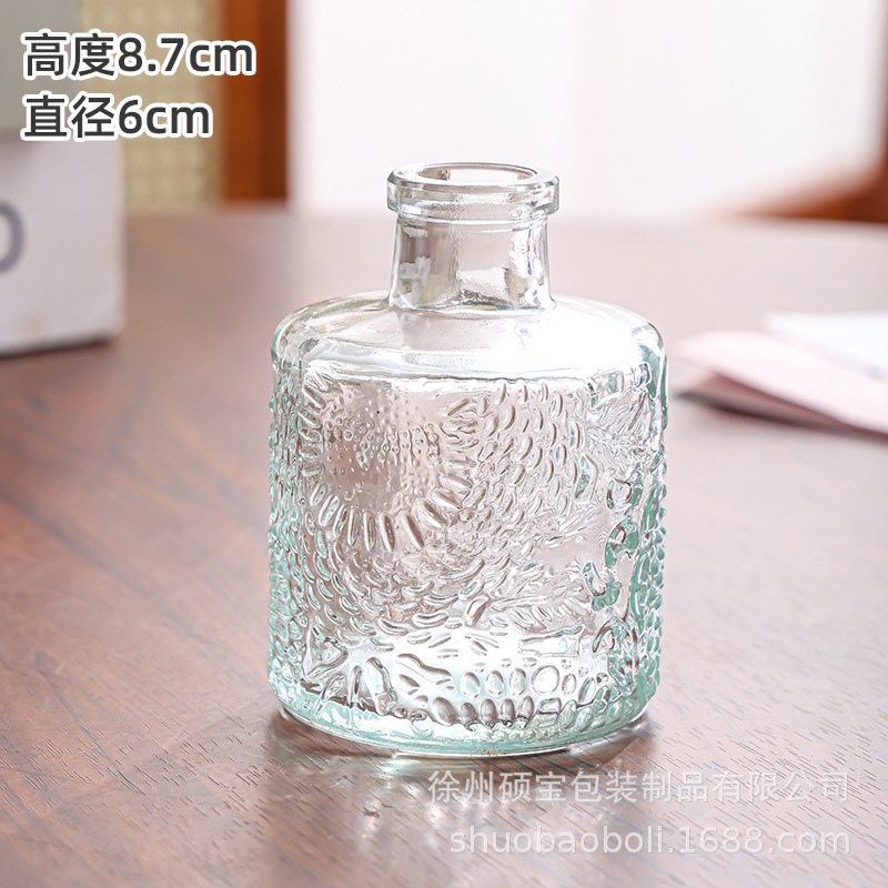 De estilo europeo retro pequeño florero botella de aromaterapia de vidrio mini jarrón transparente decoración de la sala de estar simple mesa de comedor decoración del hogar