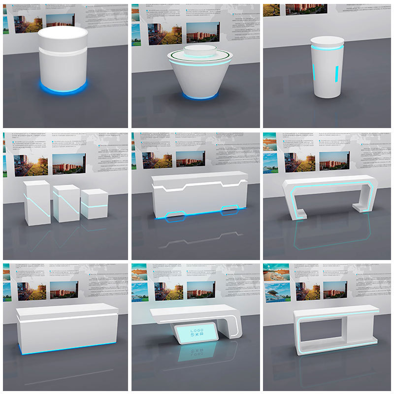 Nakajima Display Stand Company Exhibition Hall Technology Creative Luminous Bow Body Inspection Table Round Painted Table Square Display Cabinet