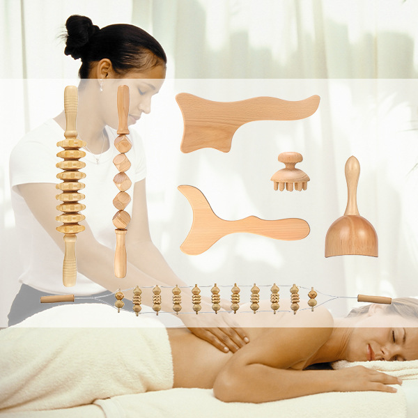Herramientas de masaje de madera, herramientas de masaje de madera, drenaje de meridianos, barras de estiramiento, barras de estiramiento de tendones
