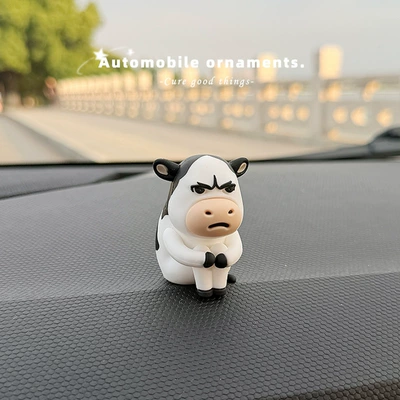 Car ornaments, Cow Car Decoration Figurine - single-pack-emo-niuniu-comes-with-traceless-glue