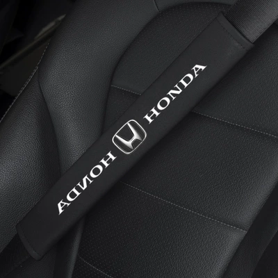 Seat belt shoulder pad – Protector, Extended Leather Comfortable - honda-matte-black-pair-6x38cm