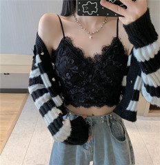 Sexy teen rose lace beauty backless camisole sports braless training bra underwear for women with modesty and breathability